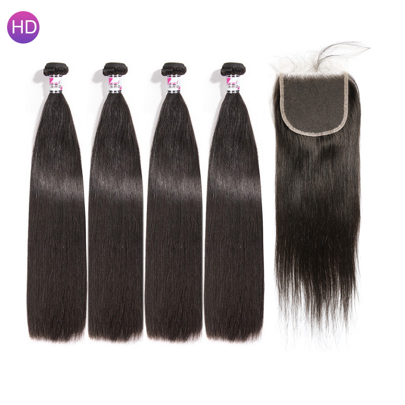 Stema Virgin Straight Hair With 4X4 HD & Transparent Lace Closure